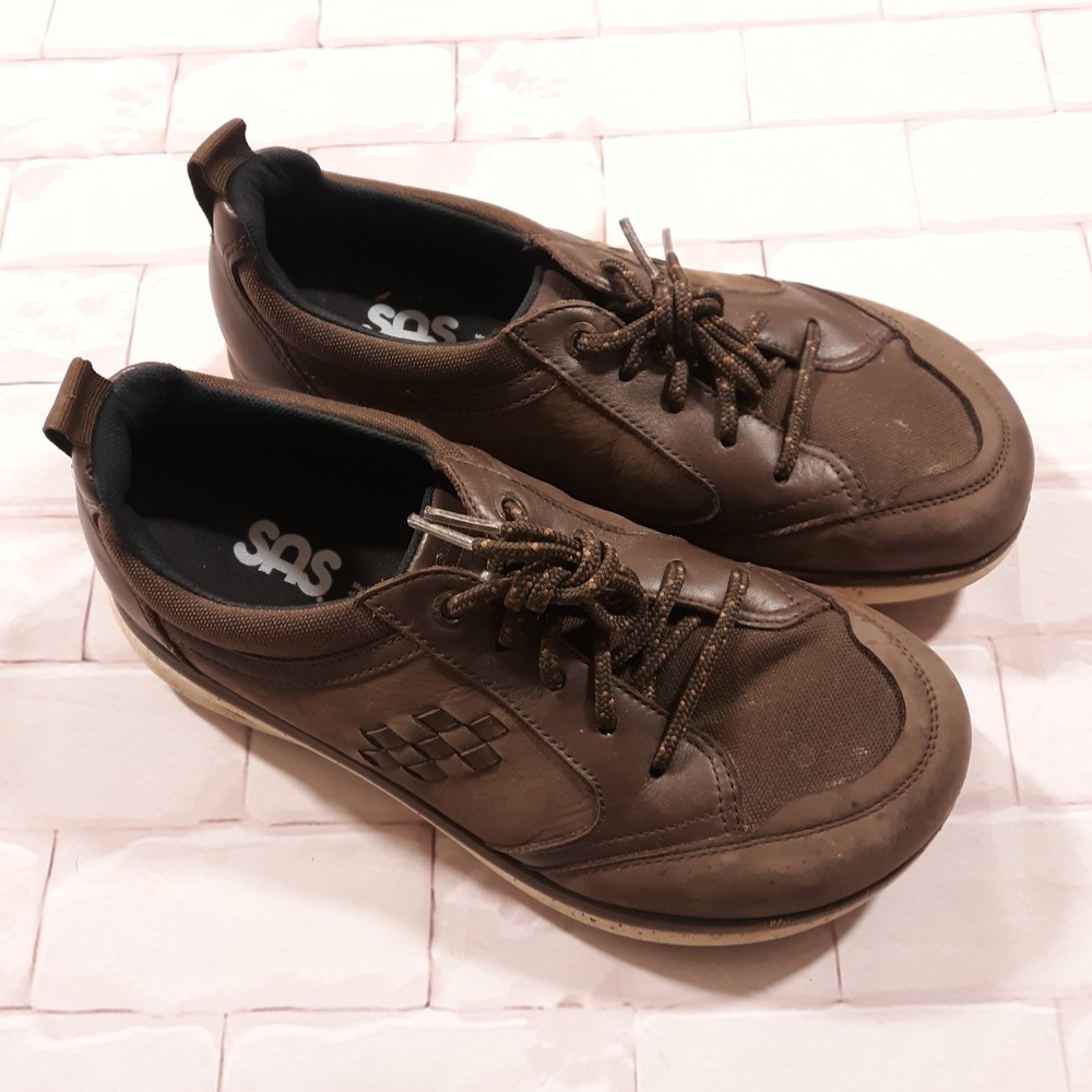 SAS Athletic Lace Up Sneakers Shoes Womens Size 7.5 W Brown Leather - Picture 2 of 11